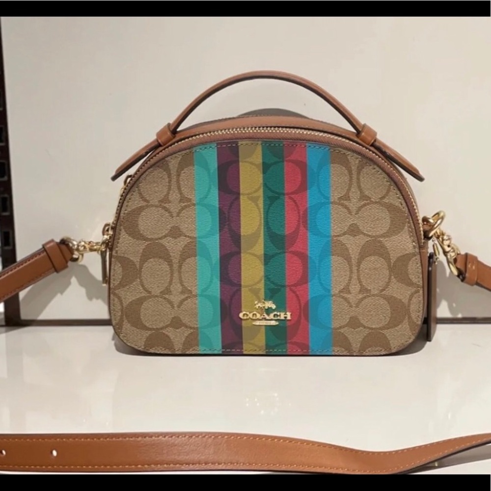 Coach Serena Satchel in Signature Canvas with Stripe Crossbody bag